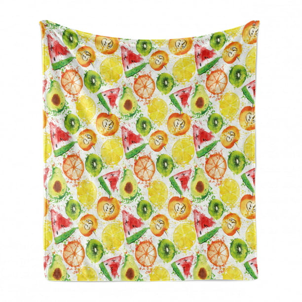 Doodle Pattern of Halved Tropic Fruit Healthy Cuisine Ambesonne Avocado Soft Flannel Fleece Throw Blanket Blush Multicolor Cozy Plush for Indoor and Outdoor Use 50 x 70 